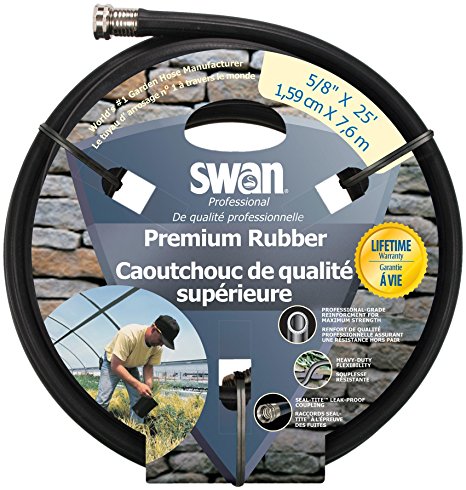 Swan Premium Rubber SNCPM58025 Heavy Duty 5/8-Inch by 25-Foot Black Water Hose