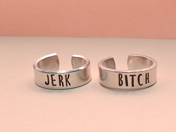 aluminum adjustable jerk and bitch rings set outside text