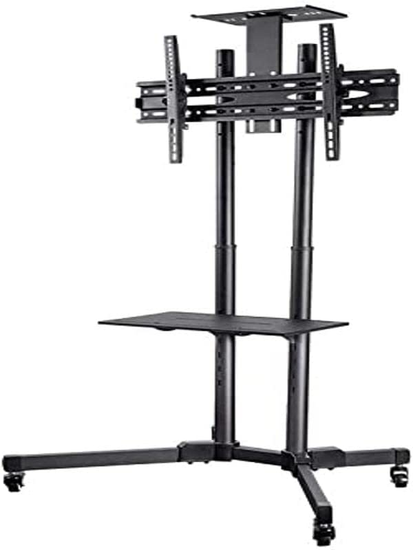 Monoprice TV Wall Mount Bracket Stand Cart With Media Shelf For TVs 32in to 70in, Tilt, Max Weight 110lbs, VESA Patterns Up to 600x400, Height Adjustable, UL Certified -Select Series
