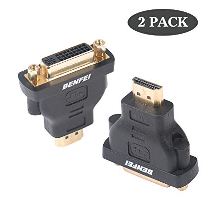 HDMI to DVI Adapter, Benfei HDMI to DVI-D DVI Bidirectional Converter Male to Female with Gold-Plated Cord 2 Pack