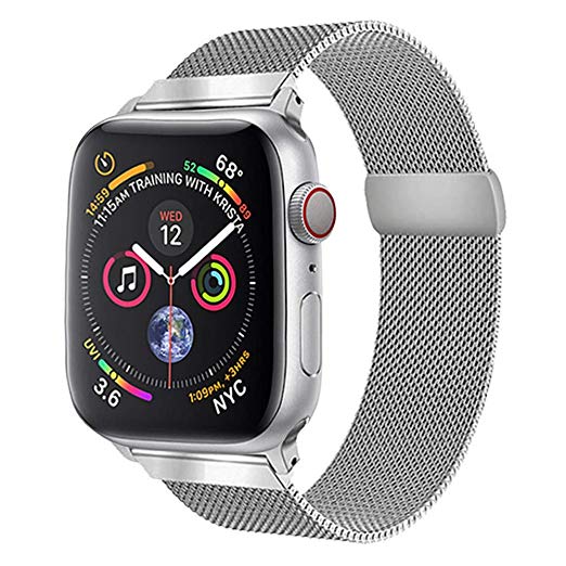 GBPOOT Compatible for Apple Watch Band 38mm 40mm, Stainless Steel Mesh Milanese Wristband Loop Replacement Band Compatible Iwatch Series 4,Series 3,Series 2,Series 1,Silver,38mm/40mm