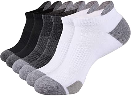 Mens Ankle Athletic Sports Running Tab Low Cut Cushioned Socks 6 Pack