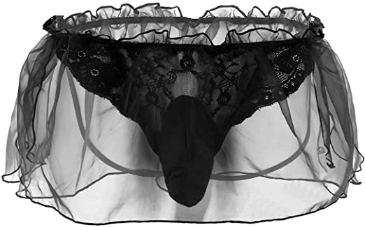 CHICTRY Men's Floral G-String Sissy Pouch Lace Skirted Mooning Underwear