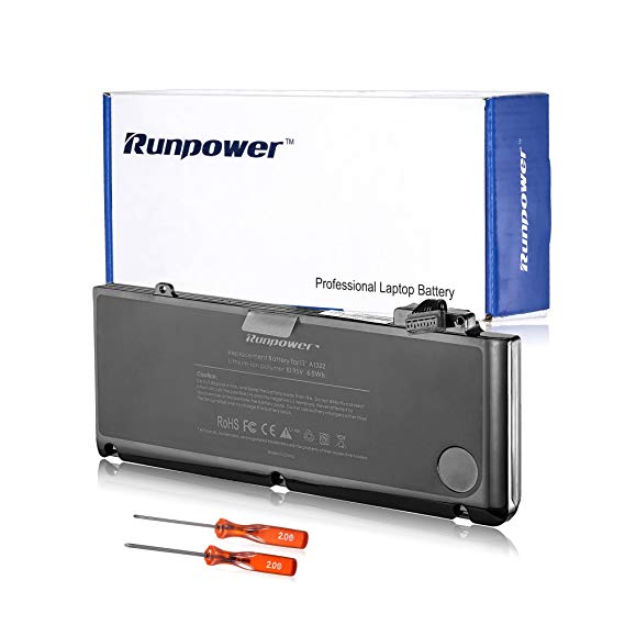 Runpower Replacement Battery for Apple 13 inch MacBook Pro A1278(Mid 2009, Mid 2010, Early 2011, Late 2011, Mid 2012) A1322 Laptop Battery[Li-Polymer 10.95V 6000mAh]