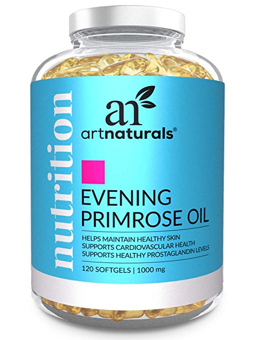 ArtNaturals Evening Primrose Softgels (120 Capsules - 1,000mg) - Hormone Balance Oil Capsules for Women - PMS, Menopause Relief and Hot Flash - Menapausal and Weight Loss Supplements