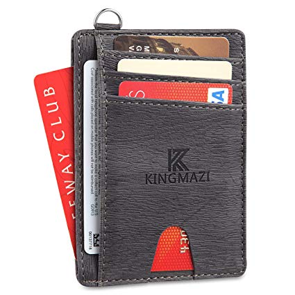 Slim Minimalist Front Pocket RFID Blocking Wallets, Credit Card Holder for Men Women with D-Shackle