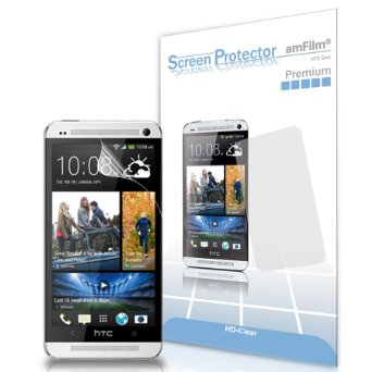 HTC One Screen Protector, amFilm Premium HD Clear Screen Protector for HTC One M7 (2013) (3-Pack) [Lifetime Warranty]