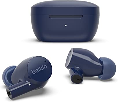 Belkin Wireless Earbuds, SoundForm Rise True Wireless Bluetooth 5.2  Earphones with Wireless Charging IPX5 Sweat and Water Resistant with Deep Bass for iPhone, Galaxy, Pixel and More - Blue