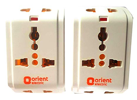 Orient Electric 3 pin Multi plug Travel Adapter 10 Amp Pack of 2