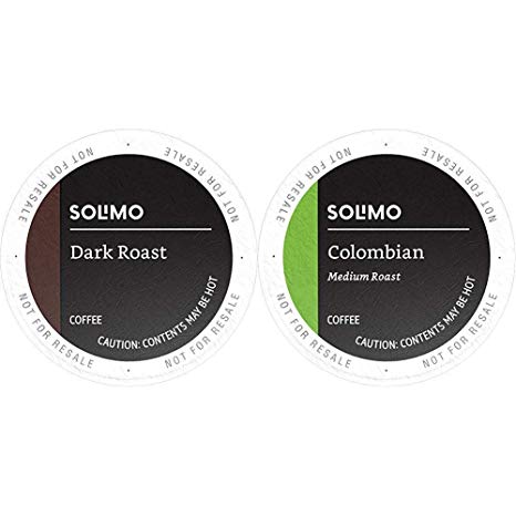 Amazon Brand – 48ct. Solimo Coffee Pods (24ct Dark Roast & 24ct Colombian Medium Roast), Compatible with Keurig 2.0 K-Cup Brewers