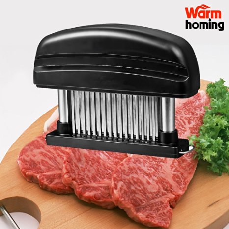 Meat Tenderizer - Detachable 48 Blade Stainless Steel Super Sharp Needles - Hand Held Manual Tool for Creating Tender Cuts of Meat - by Warmhoming