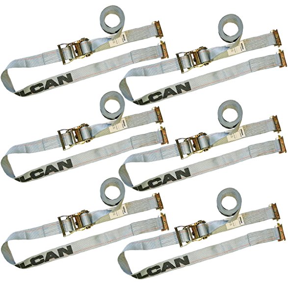 Vulcan Logistic Strap for E-Track, Ratchet Style 16' Gray (6 Pack)