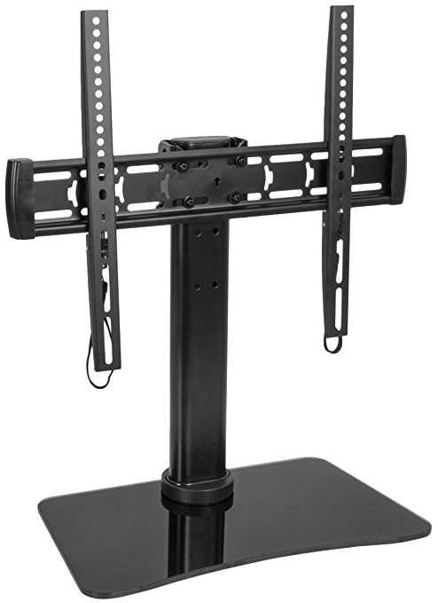 VIVO Black Universal TV Tabletop Swivel Stand w/ Glass Base fits 32" to 47" Flat Screens (STAND-TV47SL)