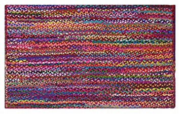 Cotton Craft - 4x6 Feet Rectangular Rag Rug - Multi Chindi Braid Rug, Hand Woven & Reversible - Handwoven from Multi-Color Vibrant Fabric Rags