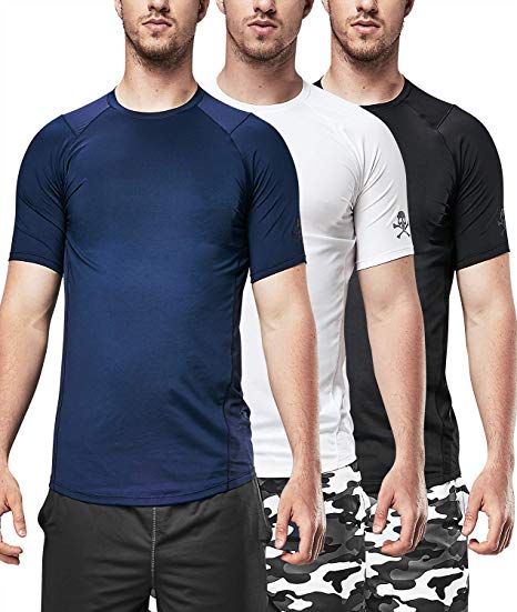 DEVOPS Men's 3 Pack Cool Chain Sports Active Hyper-Dry Workout Short Sleeve T-Shirts