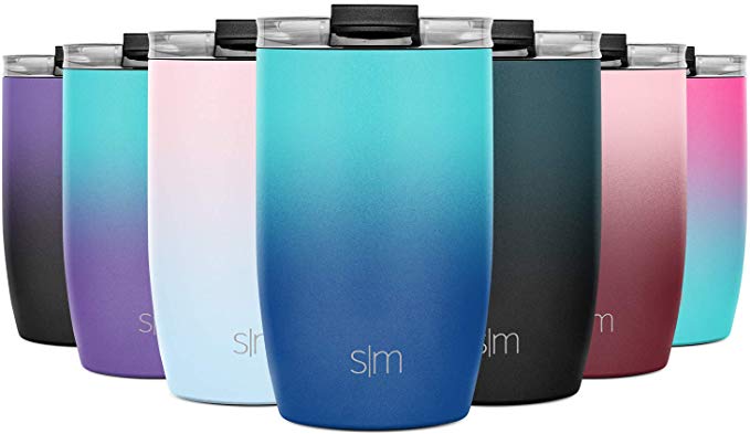 Simple Modern 12oz Voyager Travel Mug Tumbler w/Clear Flip Lid & Straw - Coffee Cup Kids Vacuum Insulated Flask 18/8 Stainless Steel Hydro Ombre: Pacific Dream