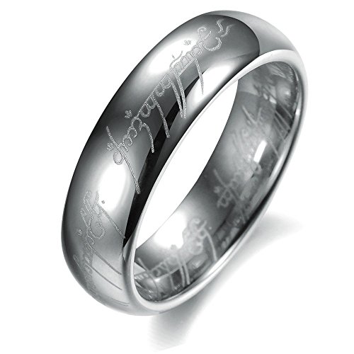 COPAUL Pure Tungsten Carbide 18K Gold Plated Lord Of The Rings With Bible Engaved Couple Ring Wedding Band