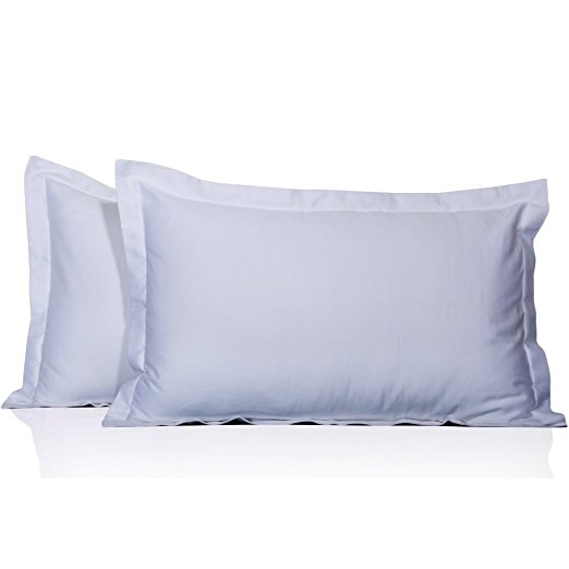 400 Thread Count 2 Pc Pillow Shams 100% Egyptian Cotton Solid Pattern All Size & Colors ( Queen , White)