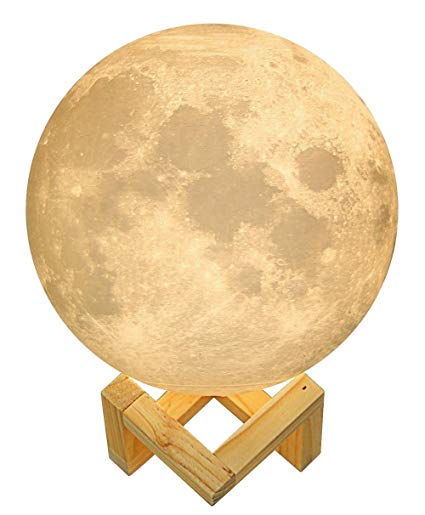 7.1 Inch HOLA 3D Printing Moon Lamp Baby Night Light Rechargeable, Touch Control, Adjustable Brightness, Color Changing, Warm White / Cool White, Decorative Lunar Moon Light for Bedroom, Lover