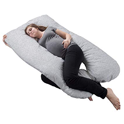 Lavish Home Pregnancy Pillow- Full Body Maternity Pillow with Removable Cover and Contoured U-Shape Design for Back/Body Support Collection (Gray)