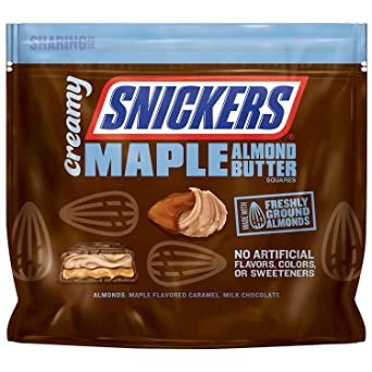 Snickers Creamy Maple Almond Butter Square Candy Bars, 7.7 Ounce
