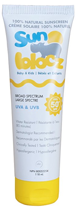 Sunblocz Baby Kids - SPF 50 - Sunscreen, Best Natural Sunblock, Water Resistant, Broad Spectrum, Safe for Reef   Sensitive Skin