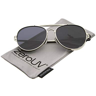 Modern Fashion Flat Lens Full Metal Side Cover Frame Double Bridged Aviator Sunglasses