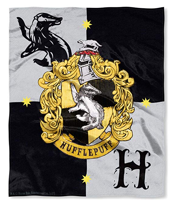 Northwest Harry Potter House Crests Silk Touch Throw 50" x 60"- Choose from All 4 Houses (Hufflepuff)