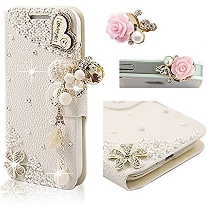 Huawei Mate S Protector, Vandot 3in1 Accessories Set Flip Folio Leather Wallet Case Cover Case   I Love You   Pink Protection Powder Flower Pearl Shine Anti-Dust Plug