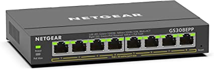 NETGEAR 8 Port PoE Gigabit Ethernet Plus Switch (GS308EPP) - with 8 x PoE  @ 123W, Desktop/Wall Mount