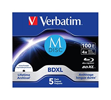 Verbatim 43834 100GB 4x MDISC BDXL Lifetime archival - 5 pack JC