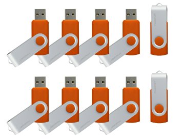 mosDART(TM) 16GB 10 Pack Bulk USB 2.0 Flash Drives Swive Design Thumb Drives,Orange 10pcs