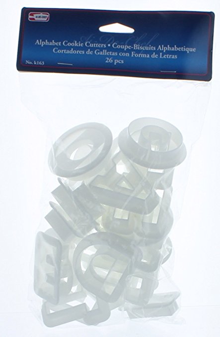 White Plastic Alphabet Cookie Cutters 1 1/2" tall