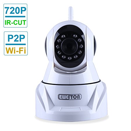 EWETON 720P MegaPixel Wireless Cameras,Baby Monitor Home Security Camera, PTZ IP Network Camera, Video Monitoring Camera, 8m 33ft IR-CUT Night Vision Motion Detection TF Card Slot PC Smartphone View