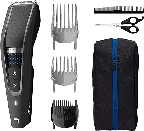 Philips Hair Clippers for Men, Series 5000 Hair Clipper, Length Changing Dial with 28 Settings, Grades 0-7, 90 mins Run Time, Corded and Cordless Use - HC5632/13