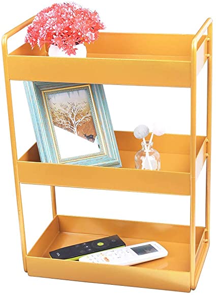 H JINHUI Bathroom Countertop Storage, Organizer, Storage Rack Gold 3-Layer Metal Dressing Table and Cosmetic Storage Rack, No Assembly Required