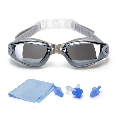 [#1 TOP RATED SWIM GOGGLES]Swimming Goggles with Free Protective Case, Nose Clip, Ear Plugs,for Adult Men Women Youth Kids Child,Swim Goggles with 100% UV Protection,Anti Fog Technology Ultra Comfort
