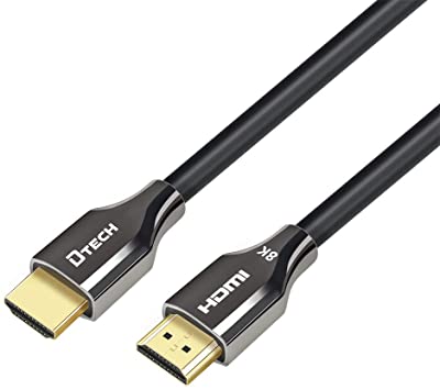 DTECH 6.5 ft 8K HDMI Cable Ultra HD 4K 120Hz 8K 60Hz HDR eARC 48 Gbps YUV 4:4:4 HDMI 2.1 Male to Male Cord for Monitor Computer Laptop (2 Meter, Black)