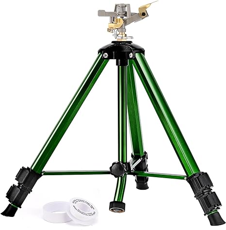 Keten Impact Sprinkler on Tripod Base, Tripod Sprinkler with 360 Degree Large Area Coverage, Extra Tall Heavy Duty Water Sprinkler for Lawn/Yard/Garden