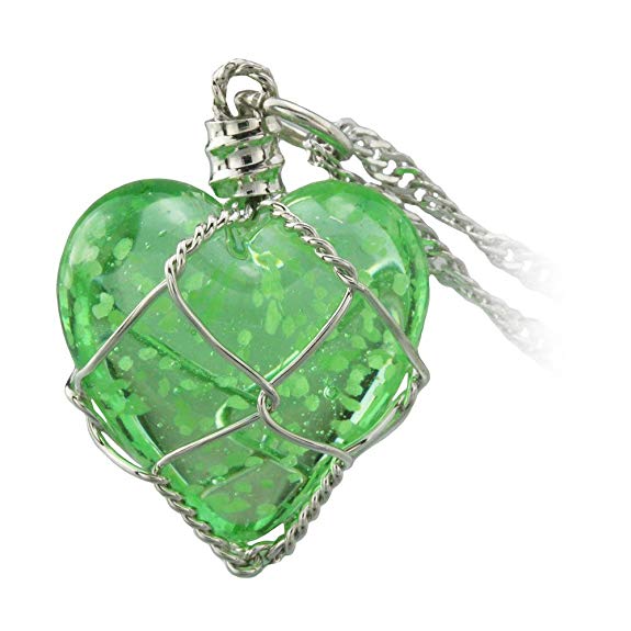 FM FM42 Glow in the Dark Heart Pendant Necklace, Glow Green Light