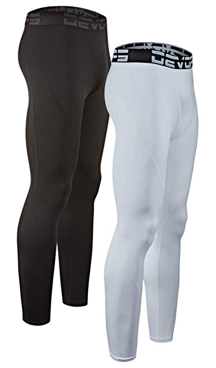 DEVOPS Men's 2 Pack Thermal Heat-Chain Compression Baselayer Long Johns Pants