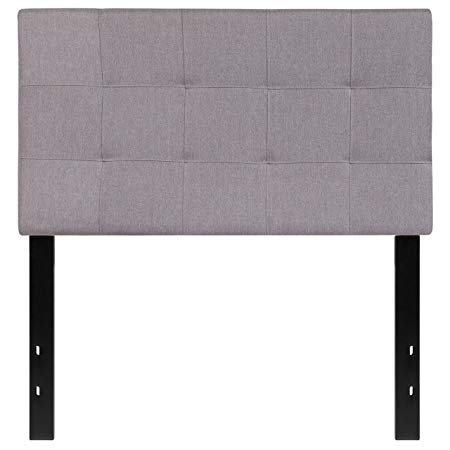 Flash Furniture Bedford Tufted Upholstered Twin Size Headboard in Light Gray Fabric