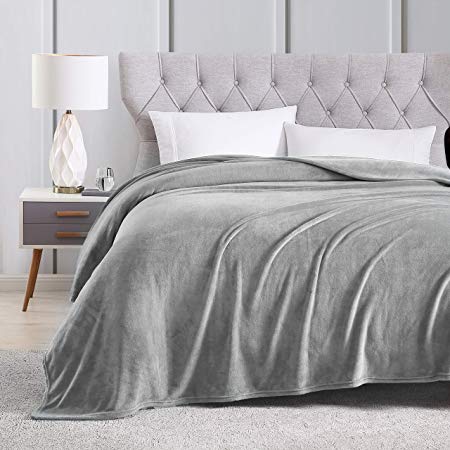 EXQ Home Fleece Blanket King Size Grey Throw Blanket for Bed or Couch - Super Soft Microfiber Fuzzy Flannel Blanket for Adults or Pet (Lightweight,Non Shedding)