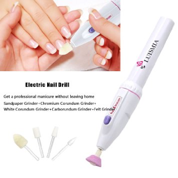 Luismia Electric Mini Personal Manicure and Pedicure Kit Includes Callus Remover, Nail Buffer & Polisher, and More (5-in-1, White)