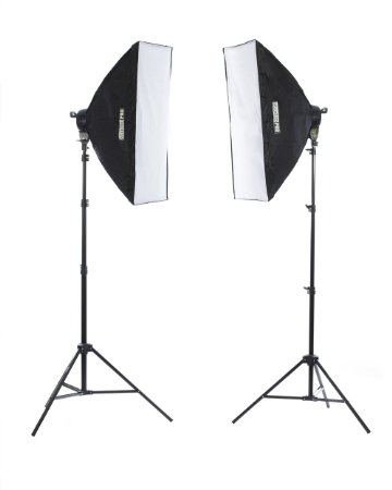 StudioPRO 3200 Watt Double 24x36 Softbox Continuous Portrait and Video Lighting Kit - Film Photography and Studio Essentials Includes Light Stand and 45W Daylight Bulbs