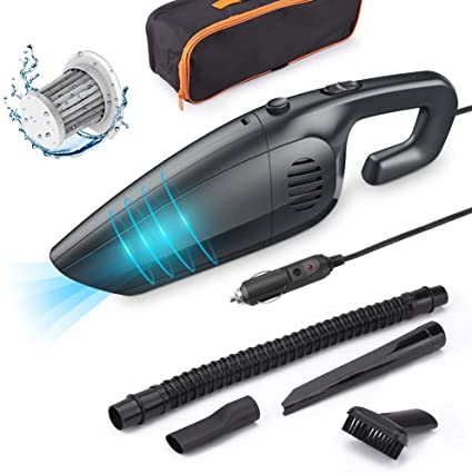 Car Vacuum,CCJK Corded Handheld Car Vacuum Cleaner,7000Pa Powerful Suction DC 12V 120W Auto Portable Vacuum with 16.4ft Power Cord,Wet and Dry for Car Interior Cleaning (Black)