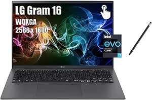 LG Gram 16" Lightweight Business Laptop, IPS WQXGA (2560x1600) Display, Intel Evo Platform i7-1360P (up to 5.5GHz), 16GB DDR5 RAM, 1TB SSD, Touch, Backlit, Windows 11h, Black, with MTC Stylus Pen