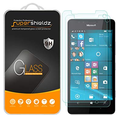 [2-Pack] Supershieldz for Microsoft Lumia 950 Tempered Glass Screen Protector, Anti-Scratch, Anti-Fingerprint, Bubble Free, Lifetime Replacement Warranty