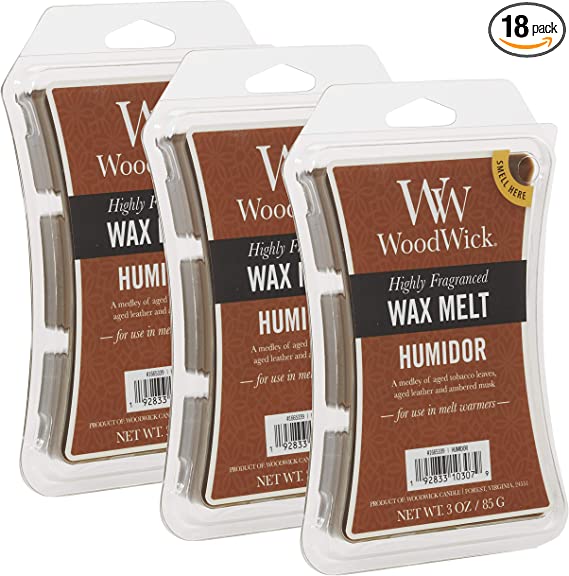 Woodwick Humidor 3 Oz. Wax Melts, 3 Packs of 6 (18 Total)