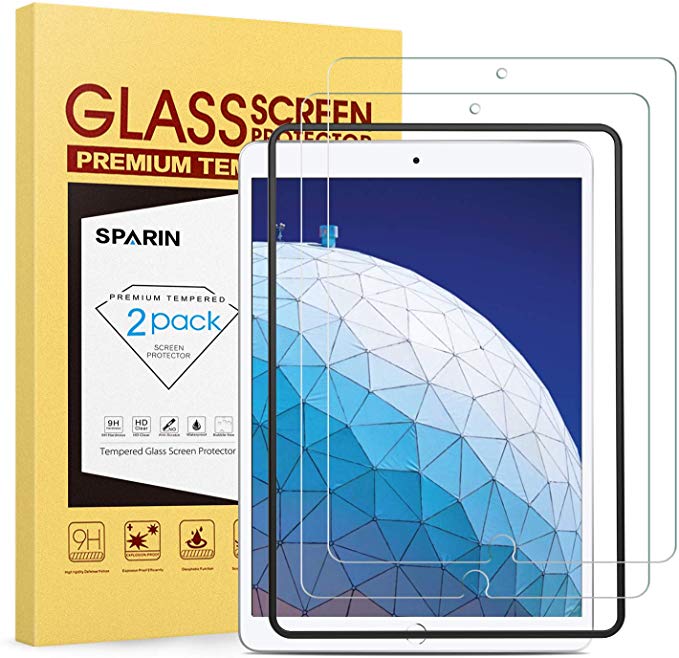 SPARIN [2 Pack] Compatible with iPad Pro 10.5 2017/iPad Air 3 2019, Tempered Glass Screen Protector [Easy Install Tool] [Case Friendly] [No Lifting Edge ] [HD Clear]